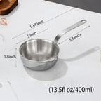 18/10stainless steel butter warmer, 13.5 fl oz(400 ml) coffee/milk warmer, mini saucepan, egg pan, chocolate melter,ideal for seafood butter warmers suitable for induction and gas stoves