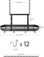 CHOEZON Hanging Pot Rack, Pot Hanger for Kitchen, Ceiling Mounted Pot Holder, Cookware Organizer with 12 S-Shaped Hooks, for Pot, Pan Storage, Space-Saving, Charcoal Black and Black TPR08BCC1