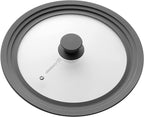 Universal Lid for Pots, Pans & Skillets Size 10", 10.5", 11" & 11.5" Cookwares -Tempered Glass with Silicon Rim-Grey