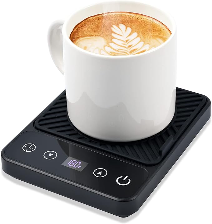 Mug Warmer - Electric Coffee Mug Warmer with Timer,Coffee Cup Warmer for Desk Auto Shut Off,Smart 6-Temperature Control, Coffee Accessories for Coffee Lovers, Black