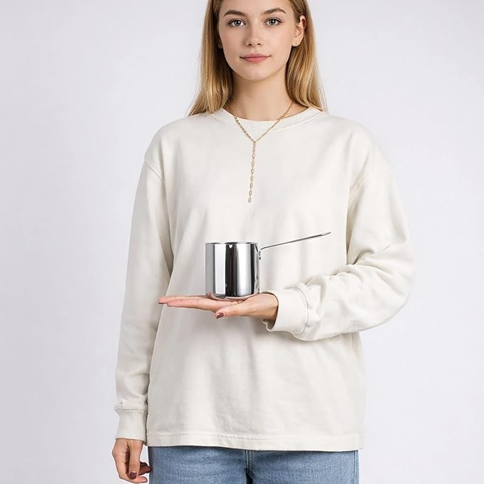 IMEEA Butter Warmer Turkish Coffee Pot Milk Warmer Pot Mini Saucepan with Spout 18/10 Tri-Ply Stainless Steel (10oz/300ml)