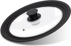 Lerykin Tempered Glass Lid - Universal Lid with Heat Resistant Silicone Rim for Pots, Pans and Skillets - Pan Cover Replacement Lid Fits 11", 12" and 12.5" Diameter Cookware