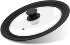 Lerykin Tempered Glass Lid - Universal Lid with Heat Resistant Silicone Rim for Pots, Pans and Skillets - Pan Cover Replacement Lid Fits 8", 8.5" and 9.5" Diameter Cookware