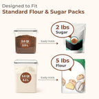 ComSaf Flour Sugar Storage Containers Set of 3 (5.2L/5.5Qt) (2.5L/2.6Qt*2), Large Airtight Food Storage Containers with Lids, Plastic Canisters Sets for Kitchen, Pantry Organizers for Rice and Baking