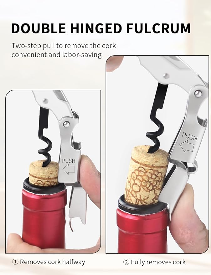 CORKAS Wine Key - Professional Handcrafted Heavy Duty Waiter Corkscrew, Compact Wine Opener with Double Hinged, Foil Cutter and Bottle Opener, Gifts for Servers, Sommelier, Bartenders - White