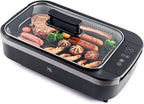 X&E Smokeless Indoor Grill, 1500W Non-Stick Removable Grill Rack & Pan, Adjustable Temperature up to 450°F, Fast Heat Up, Dishwasher Safe, Ideal for Steaks, Burgers, Fish & Veggies, Serves 5 People