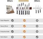 HOSHANHO Magnetic Knife Strips, Magnetic Knife Holder for Wall 16 Inch, Acacia Wood Knife Magnetic Strip Use as Knife Bar, Knife Holder for Kitchen Utensil Organizer