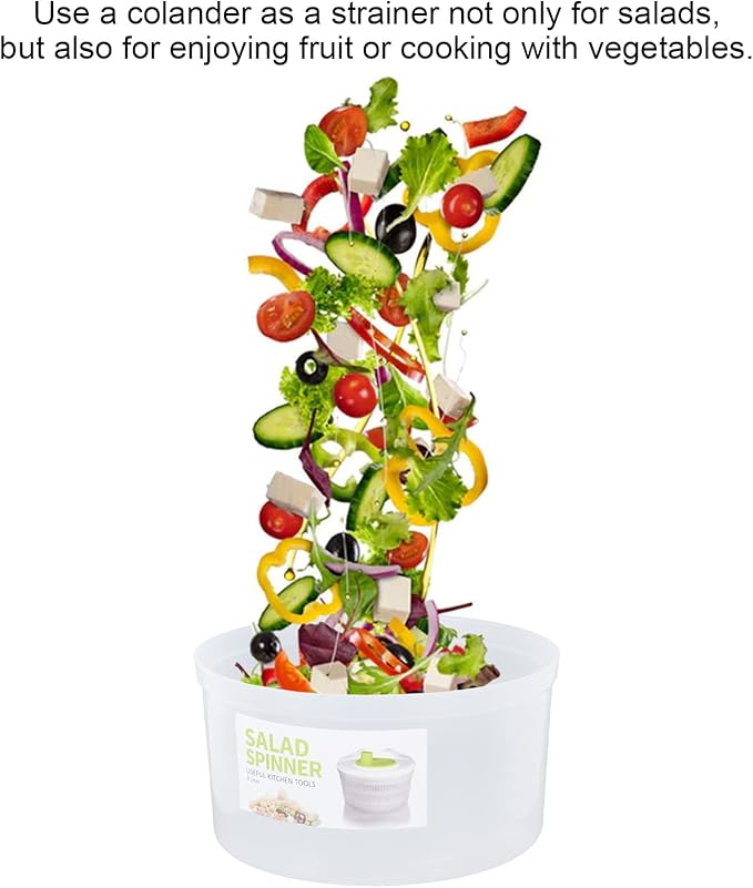 Salad Drainer, 3L Capacity Salad Spinner with Drainboard Multifunctional Salad Drainer with Bowl and Strainer, Hand Crank Salad Dryer Vegetable Spinner for Cooking, 9 In Diameter