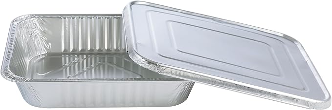 Aluminum Pans With Lids 9x13 [10 Sets] Aluminum Foil Pans Trays With Lids - Half Size Tin Foil Disposable Pans For Baking, Cake Serving Dishes, Roasting, Heating, Serving & Lining Steam-Table Trays