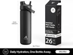 POWCAN 26 oz Insulated Water Bottle with 2-in-1 Straw and Spout Lid, Keep Cold 24H, Leak-Proof, Fits in Car Cup Holder, Stainless Steel Water Bottle for Gift, Holiday, Trip and School (Midnight Kiss)
