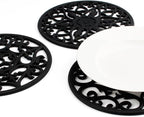 ME.FAN Trivets for Dishes/Pots/Pans, 3 Pcs Silicone Mats, Flexible/Durable/Non Slip Hot Pads to Protect Table and Counter Top (Black)