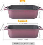 Flavehc Bread Pan Cast Iron Loaf Pan with Lid Bread Loaf Pan 8.5x4.5 Inch Loaf Pan Enameled Cast Iron Sourdough Loaf Pan, Magenta