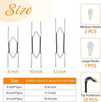 Bilillo 3-Piece Stainless Steel Wall Plate Hangers, 8/10/12 Inch Invisible Decorative Wire Plate Holders with 3 Pieces Wall Hooks for 8 to 14 Inch (Black)