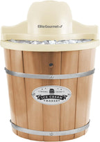 Elite Gourmet EIM-924LX 4 quart Old Fashioned Electric Ice Cream Maker, Pine Bucket
