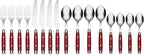 Cambridge Silverware Set, Jubilee Red 16-Piece Flatware Set, Red Thick Handles, Service For 4, Stainless Steel, Dishwasher Safe, Knives Spoons Forks, Home & Kitchen Utensils Set (Red/Silver, 16 Piece)
