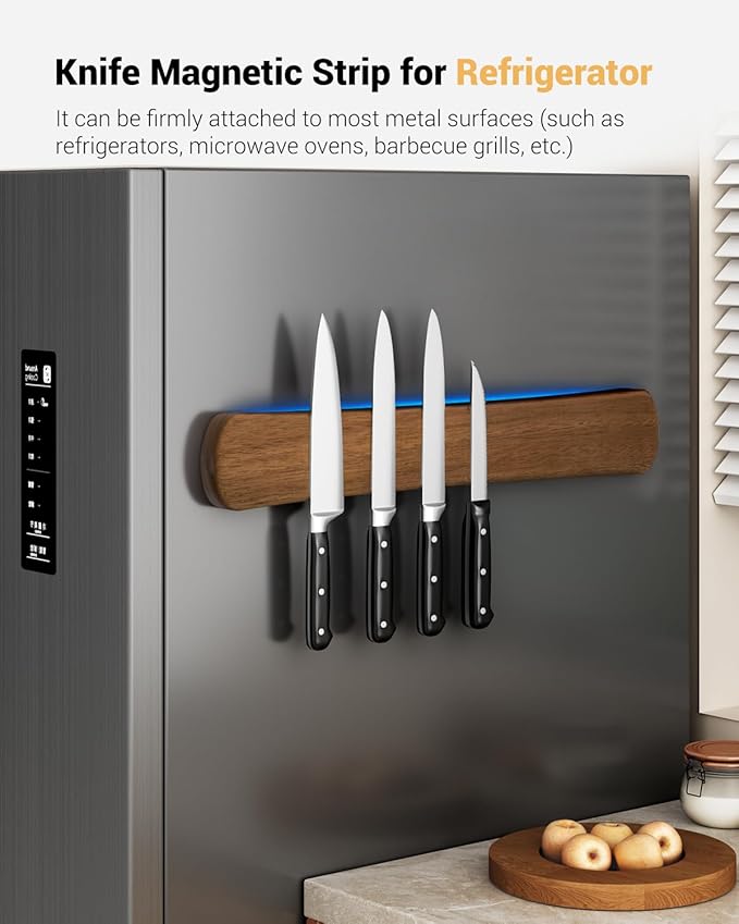 Swaitee Magnetic Knife Holder for Wall, 18 Inch Wood Strong Magnetic Knife Strip, Housewarming Gifts for New Home, Kitchen Storage Space Savers, Farmhouse Kitchen Utensil Organizer Essentials