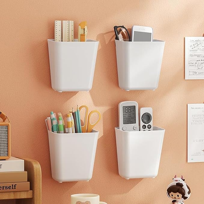 4 Piece Kitchen Cabinet Door Storage Box,Self Adhesive Wall Mounted Storage Box,Wardrobe/Bathroom/Refrigerator Small Items Organizer