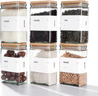 APT 1101 26 oz Glass Storage Jars with Bamboo Lid, set of 6, glass canisters with airtight lids, Clear jars with lids for Cookie, Candy, Tea, Coffee Bean and Rice (White)