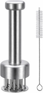 Meat Tenderizer Stainless Steel with Sharp Needles for Steak Chicken Pork Fish, Suitable Meat Tenderizer Tool with Cleaning Brush for BBQ or Kitchen