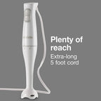 Proctor Silex Electric Immersion Blender with Detachable Dishwasher Safe Handheld Hand Blender Stick, 2-Speeds, 150 Watts, White (59739)