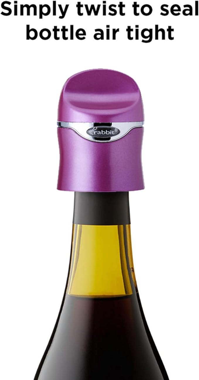 Rabbit Champagne and Wine Sealer - Air-Tight Wine Preserver, Champagne Stopper - Bar Essential Kitchen Tool for Freshness & Flavor, Wine Lover's Collection, Easy & Comfortable To Use (Purple)