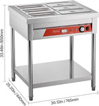 Happybuy 6-Pan Commercial Food Warmer, 1500W Electric Steam Table with Undershelf, Stainless Steel Buffet Server for Restaurants, Parties, and Hotels