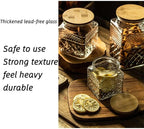 Prettidecor Glass Storage Jars, 38 FL OZ Airtight Canisters with Bamboo Lid, Decorative Kitchen Containers for Cereal, Nuts, Snacks, Candy, Cookies, Coffee, Tea
