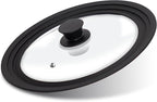 Lerykin Tempered Glass Lid - Universal Lid with Heat Resistant Silicone Rim for Pots, Pans and Skillets - Pan Cover Replacement Lid Fits 6.5", 7" and 8" Diameter Cookware