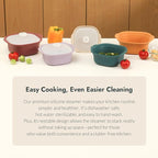 Silicone Multi-Steamer Made in Korea Microwave Steamer for Cooking & Reheating BPA-Free Flexible & Durable (Luna Purple, 20.29 fl oz)