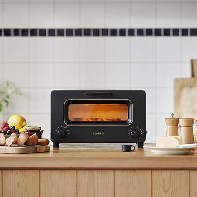 BALMUDA The Toaster | Steam Oven Toaster | Compact Size 14.1" W x 12.6" D x 8.2" H | 5 Cooking Modes: Sandwich Bread, Artisan Bread, Pizza & Pastry, Oven | Baking Pan Included | US Version | Black