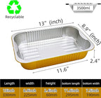13 "x9 Aluminum foil Lasagna Pans, grill tray, sturdy disposable aluminum pan, 10 sets- for cooking，baking and heating, food storage, distribution, barbecue,Gold