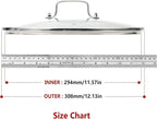 Antrader Tempered Glass Lid,12" Glass Covers for Pots,Pans and Skillets,1Set,Clear