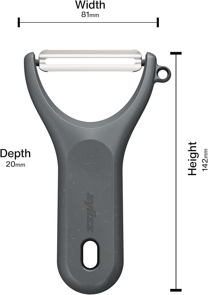 Zyliss Y Peeler – Extra-Hardened Stainless Steel Blade for Effortless Fruit & Vegetable Peeling – Built-in Eye Cutter – Ergonomic Wheatstraw Grip – Dishwasher Safe with Safety Cover – Black
