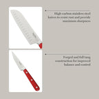 MARTHA STEWART Eastwalk 14 Piece High Carbon Staineless Steel Cutlery Knife Block Set w/ABS Triple Riveted Forged Handle Acacia Wood Block - Red