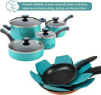 BYKITCHEN Pot and Pan Protectors, Set of 12 and 3 Different Sizes, Larger & Thicker Felt Pan Protector Pads, Cyan Pot Separators Protectors for Stacking and Protecting Your Cookware