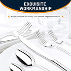 NICE KITCHEN 60 Piece Silverware Set for 12, Premium Stainless Steel Flatware Set, Eating Utensil Sets with Steak knives, Cutlery Tableware Service Include Fork Knife Spoon Set, Mirror Polished
