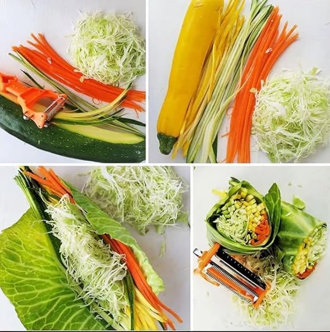 Pelador Multifuncional 2-En-1, Multi Cutter and Julienne Set with Grating Plate Great, 2025 Multifunctional Kitchenware Set with Grating Plate, Double-Edged for Easy Peeling (2 PCS)