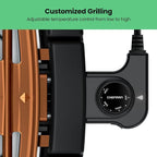 Chefman Smokeless Indoor Electric Grill, Copper, Extra Large, Nonstick Table Top Grill for Indoor Grilling and BBQ with Adjustable Temperature Control, Nonstick Dishwasher-Safe Parts, 9" x 15"