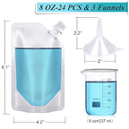24 Pcs Plastic Flasks, 8 Oz Concealable and Reusable Drink Pouches, Leak-Proof Food Grade Plastic for Travel (8OZ-24PCS +3 Funnels)
