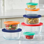 Pyrex Simply Store (7-Pack) Glass Food Storage Containers Set, (1, 2, 4 & 7 Cup) Meal Prep Containers With Plastic BPA-Free Lids, Dishwasher & Microwave Safe