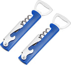 uxcell 2 Pcs Wine Opener, Bottle Opener, Durable Stainless Steel Waiter's Corkscrew, Compact All-In-One Home Bar Tool for Bar, Party, Wedding, Home, Travel, Blue