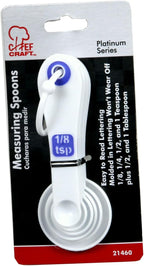 Chef Craft Select Plastic Measuring Spoon Set, 6 piece set, White and Blue