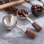 2 PCS Coffee Scoop Vintage Coffee Measuring Spoons Stainless Steel Coffees Spoon With Nature Walnut wood Handle Long Wooden Handle Coffees Scoop Kitchen Utensil Loose Tea Spoons Perfect for Coffee Tea