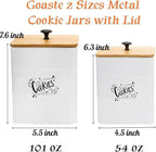 Goaste 2 Sizes Metal Cookie Jars with Lid, 101 & 54 OZ White Candy Cookie Tins, Decorative Food Storage Containers, Vintage Cookie Canister with Wide Opening for Kitchen Counter, Pantry, Gift Giving