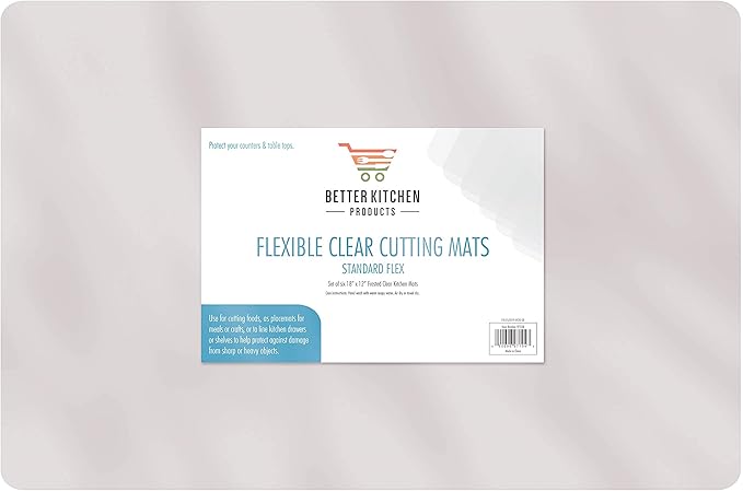 Better Kitchen Products Extra Thick Flexible Frosted Clear Plastic Cutting Mats, 12" x 18", Set of 6