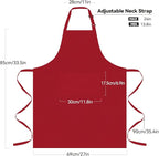 NLUS 2 Pack Kitchen Aprons with 2 Pockets for Women Men, Chef Aprons for Baking BBQ Cooking, Red