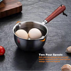 Butter Warmer Pot, Small Cast Iron Basting Pot With Wooden Handle Stainless Steel Multi Purpose Cooking Pot for Milk, Coffee(150ML)