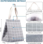 iknoe Insulated Lunch Bag for Women & Adults, 9L Foldable Wide-Open Cooler Bag with Pockets, Leakproof & Portable, for Picnic, Office, Beach(Gray grid)