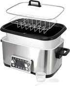 8 Quart 12-in-1 Deluxe Multi Cooker with Sous Vide Function, Programmable Electric Pressure Cooker with Non-Stick Pot, Glass Lid & Adjustable Temperature Settings for Family Meals