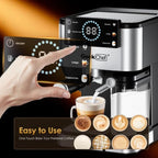 Espresso Machine for Home Barista - 20 Bar Coffee Maker with Automatic Milk Frother, TouchScreen, ESE POD & Instant Heating, Brews Cappuccino/Latte/Iced Coffee